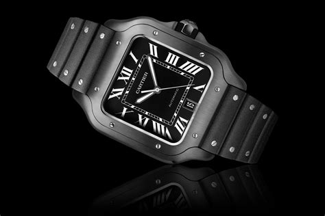 black face cartier watch|cartier santos watch black.